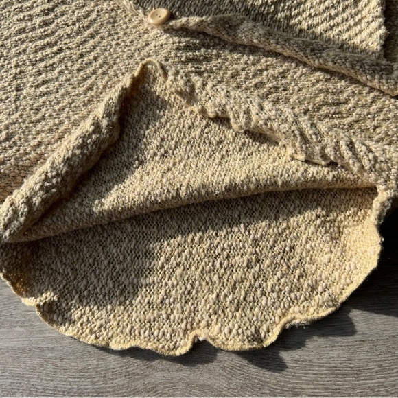 Papillon Soft Fuzzy Drape Collar Poncho Knit Cape in Tan - Picture 14 of 16